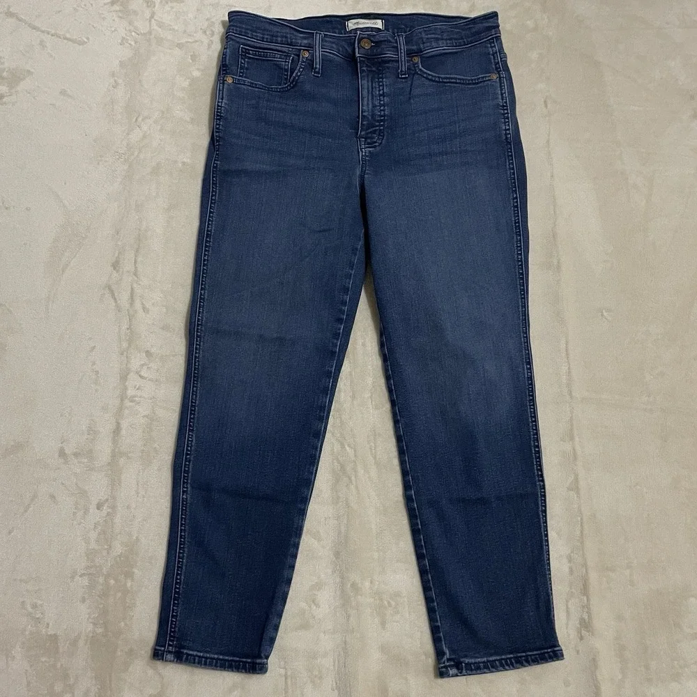 Madewell Jeans Womens Size 30 Mid Rise Stovepipe Dark Wash‎ Blue Denim Stretch